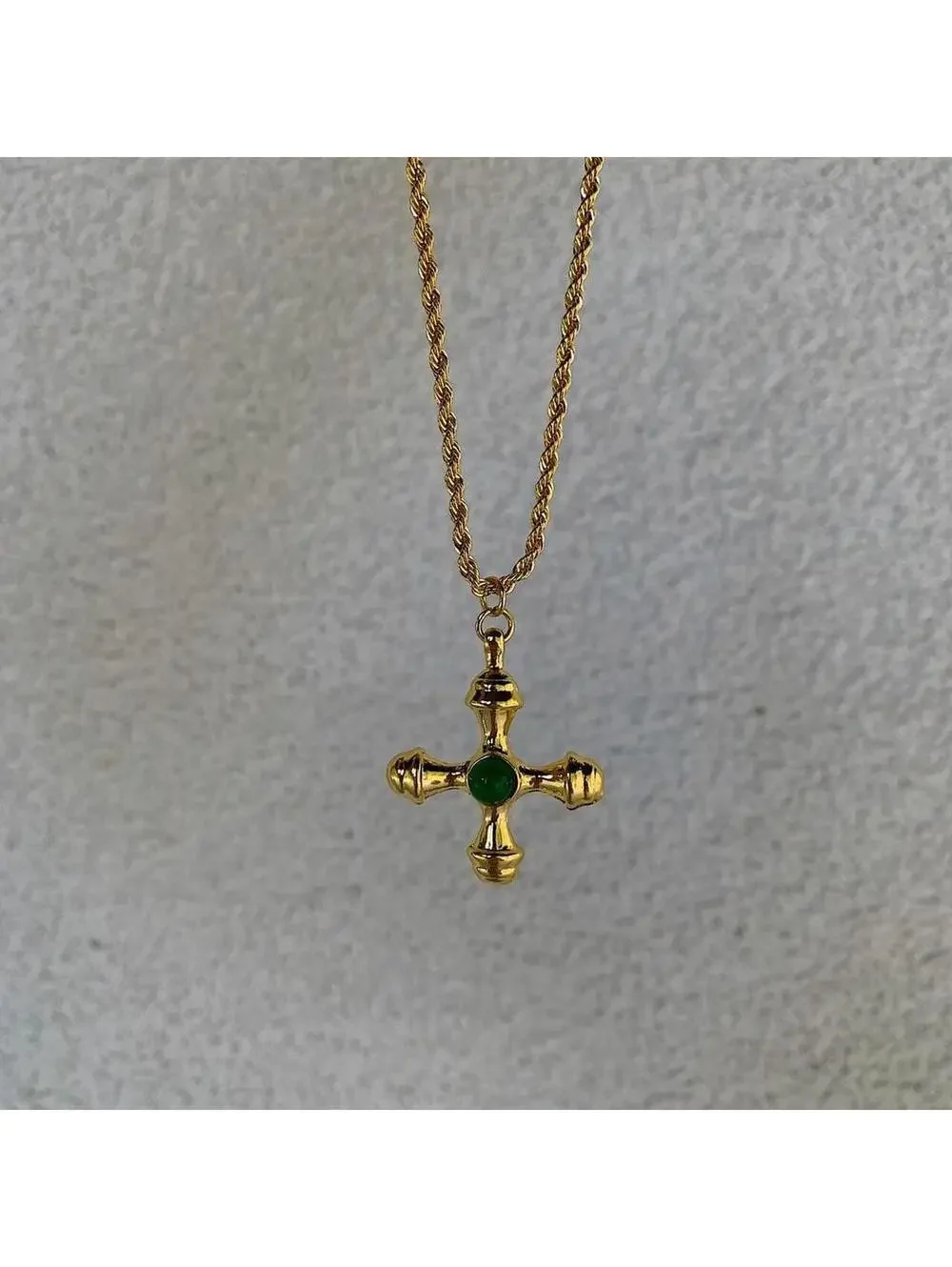 Y2k 2000s style Cyber Star Cross Pendant Gold Rope Chain Necklace. Stainless